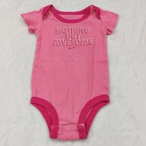 NIKE INFANT GIRLS PINK SHORT SLEEVE 100% COTTON BODY SUIT SIZE 0-6 MONTHS